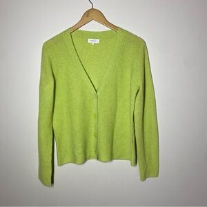 Darling Harbour Cashmere V-neck Button up Cardigan Yellow/Green size medium